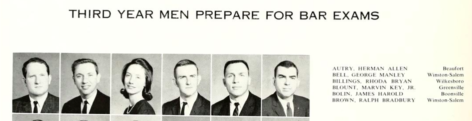 Class picture of Rhoda Billings, third from the left, in the 1966 edition of The Howler.